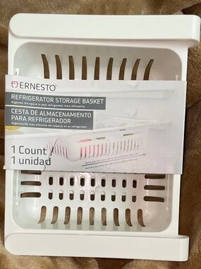 NEW ALDI Ernesto White Mini Expandable Refrigerator Storage Basket Bin Slide Out